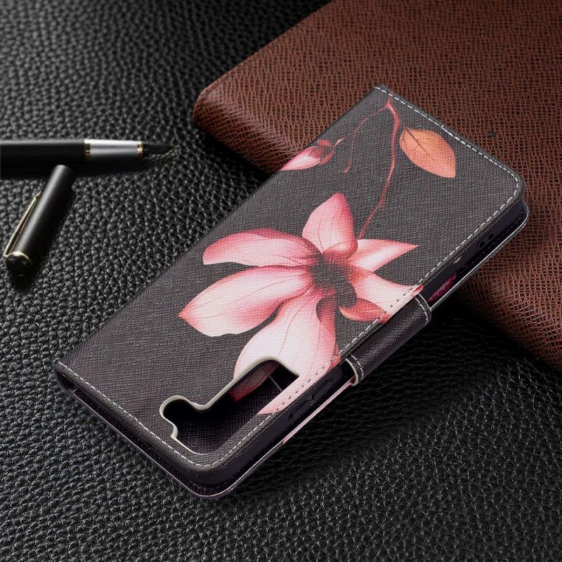 Folio-hoesje voor Samsung Galaxy S22 Plus 5G Roze Bloem