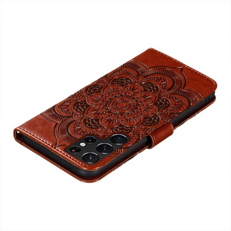 Folio-hoesje voor Samsung Galaxy S22 Ultra 5G Volledige Mandala