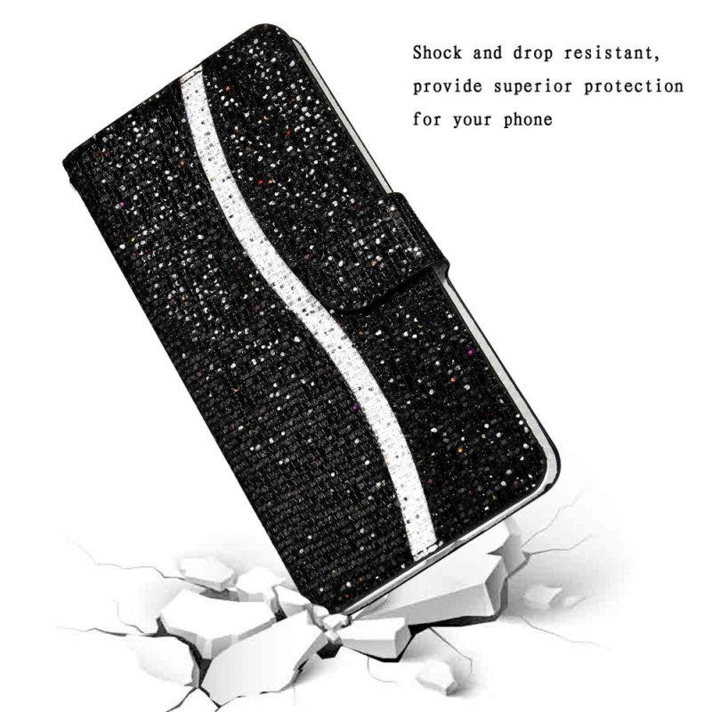 Folio-hoesje voor Samsung Galaxy S23 5G Met Ketting Pailletten Met Bandjes