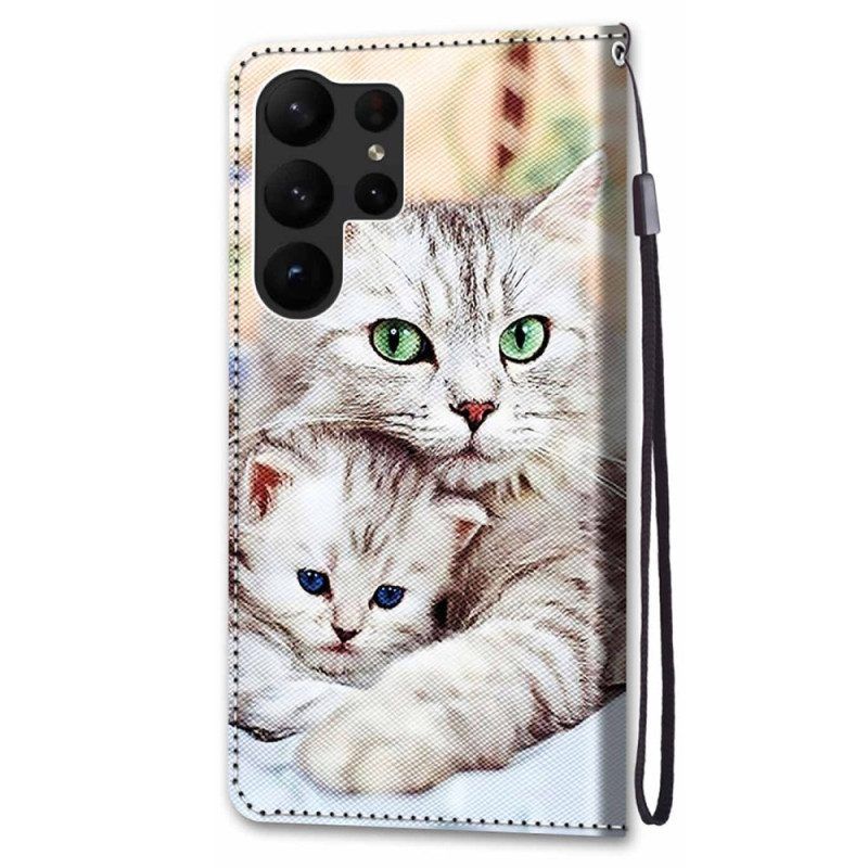 Folio-hoesje voor Samsung Galaxy S23 Ultra 5G Katten Familie