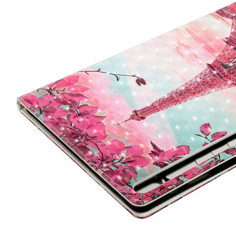Folio-hoesje voor Samsung Galaxy Tab S8 Plus / Tab S7 Plus Bloemen Eiffeltoren