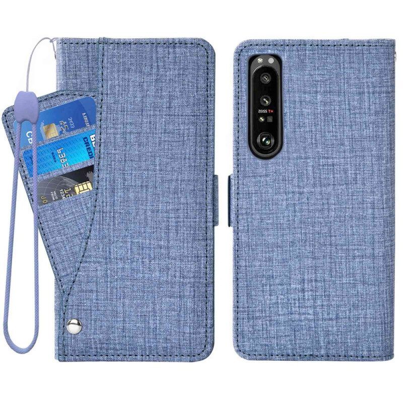 Folio-hoesje voor Sony Xperia 1 IV Jeans Met Roterende Kaarthouder