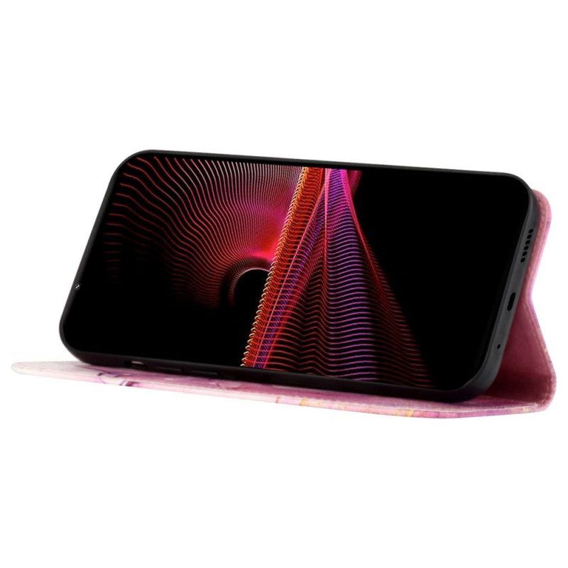 Folio-hoesje voor Sony Xperia 1 IV Marmer Met Lanyard
