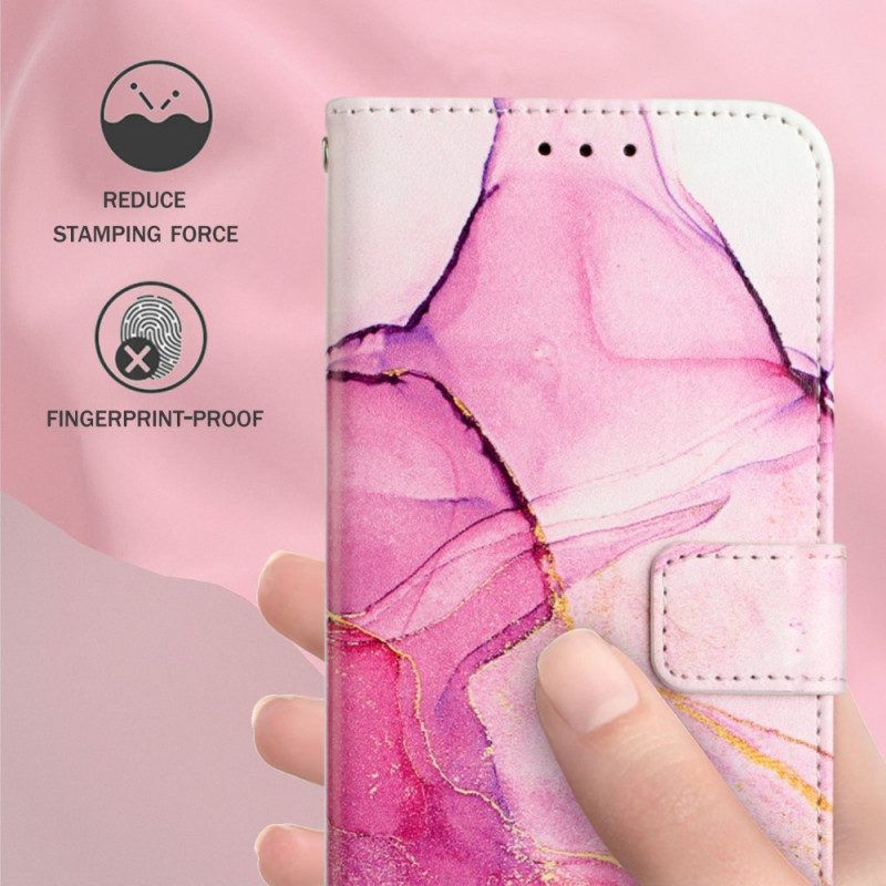 Folio-hoesje voor Sony Xperia 1 IV Marmer Met Lanyard