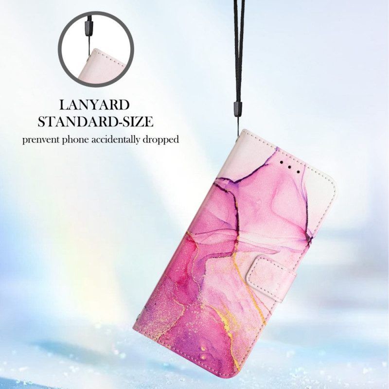 Folio-hoesje voor Sony Xperia 1 IV Marmer Met Lanyard