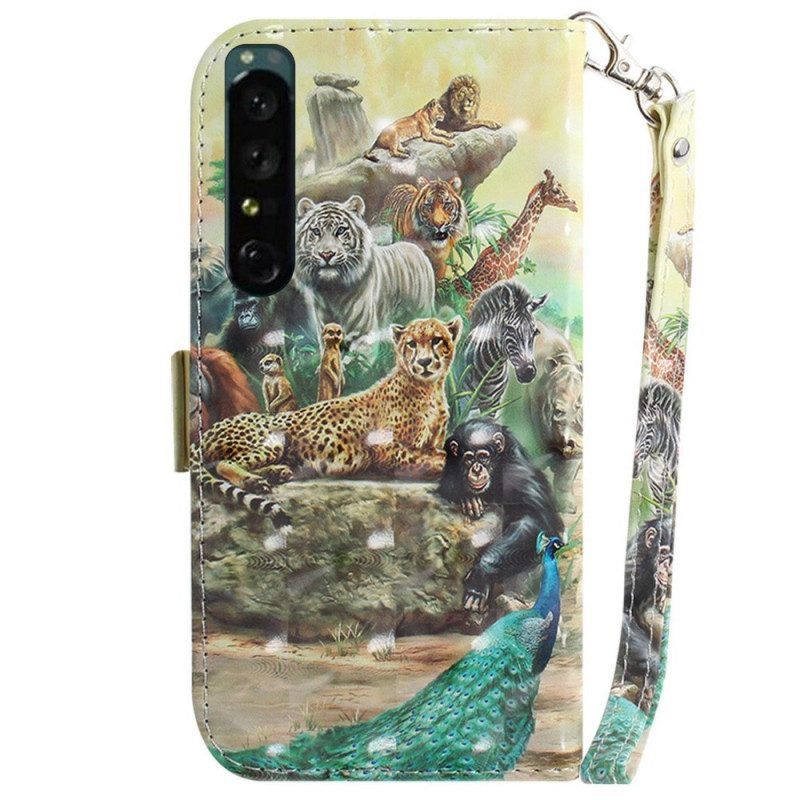 Folio-hoesje voor Sony Xperia 1 IV Met Ketting String Safari