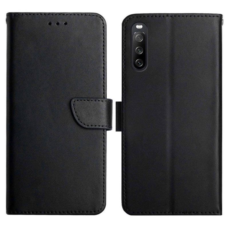 Folio-hoesje voor Sony Xperia 10 IV Echt Nappaleer
