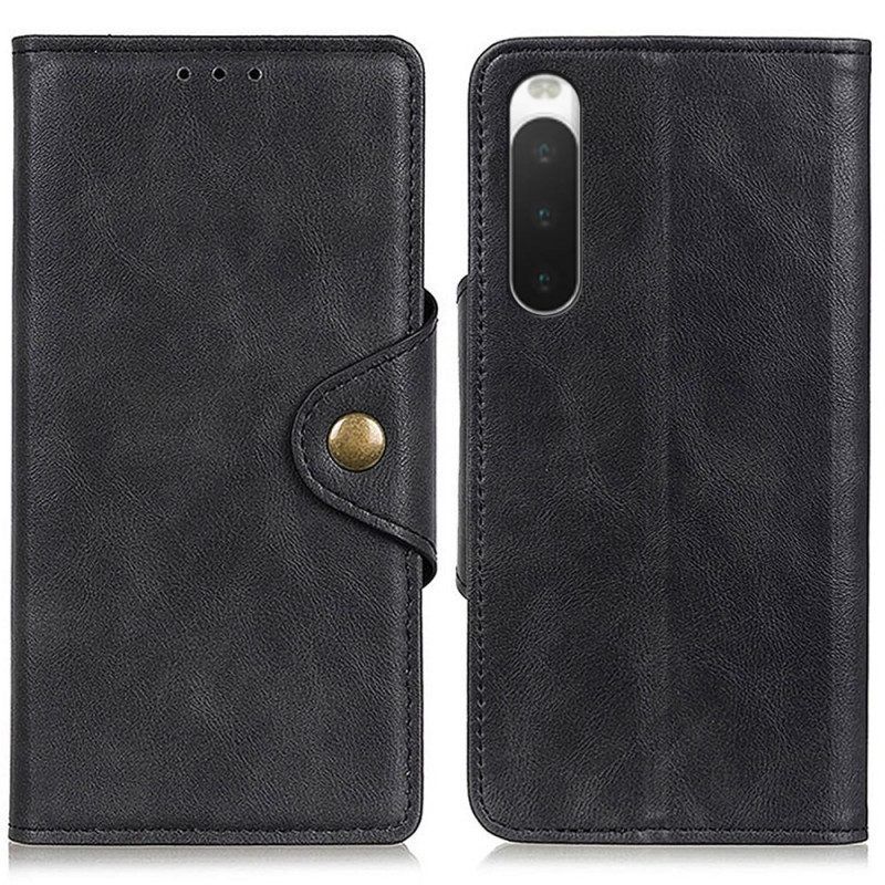 Folio-hoesje voor Sony Xperia 10 IV Knoop Van Imitatieleer