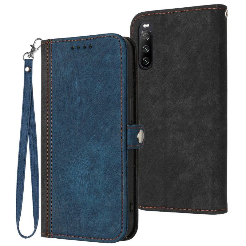 Folio-hoesje voor Sony Xperia 10 IV Tweekleurig Met Riem