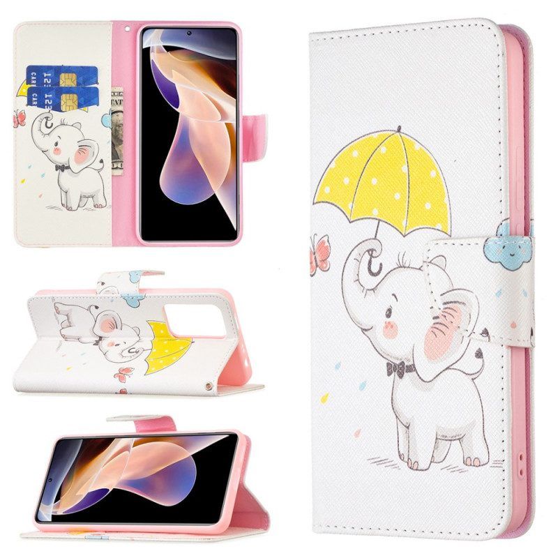 Folio-hoesje voor Xiaomi Redmi Note 11 Pro Plus 5G Baby Olifant