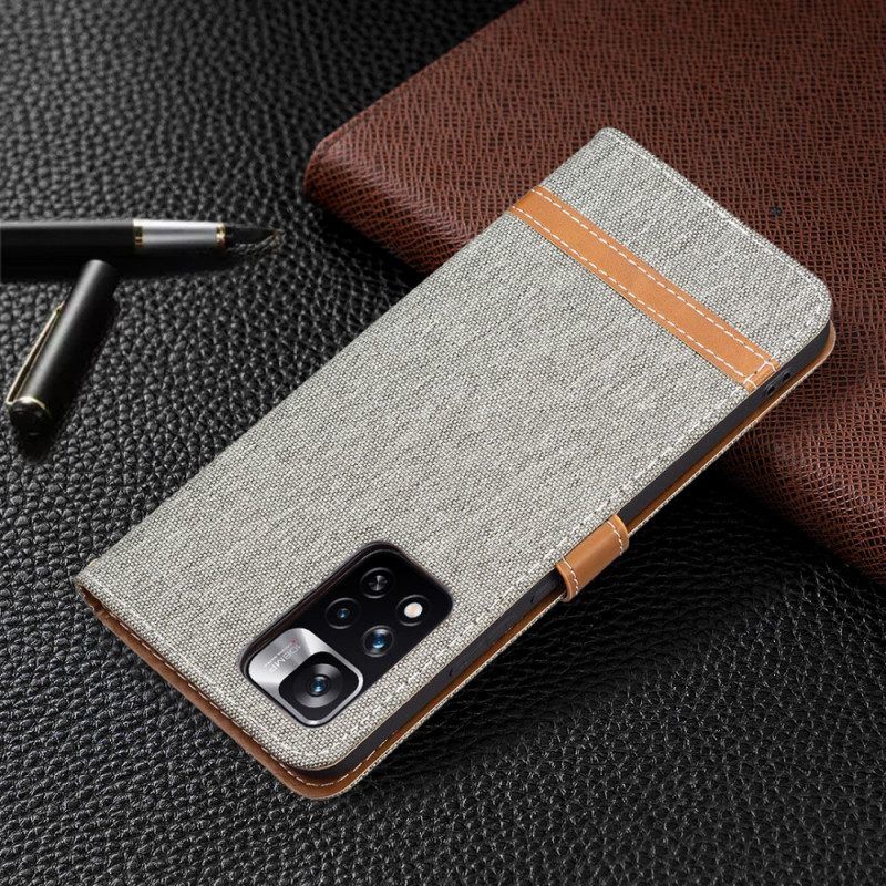 Folio-hoesje voor Xiaomi Redmi Note 11 Pro Plus 5G Met Ketting Band Van Stof En Leereffect
