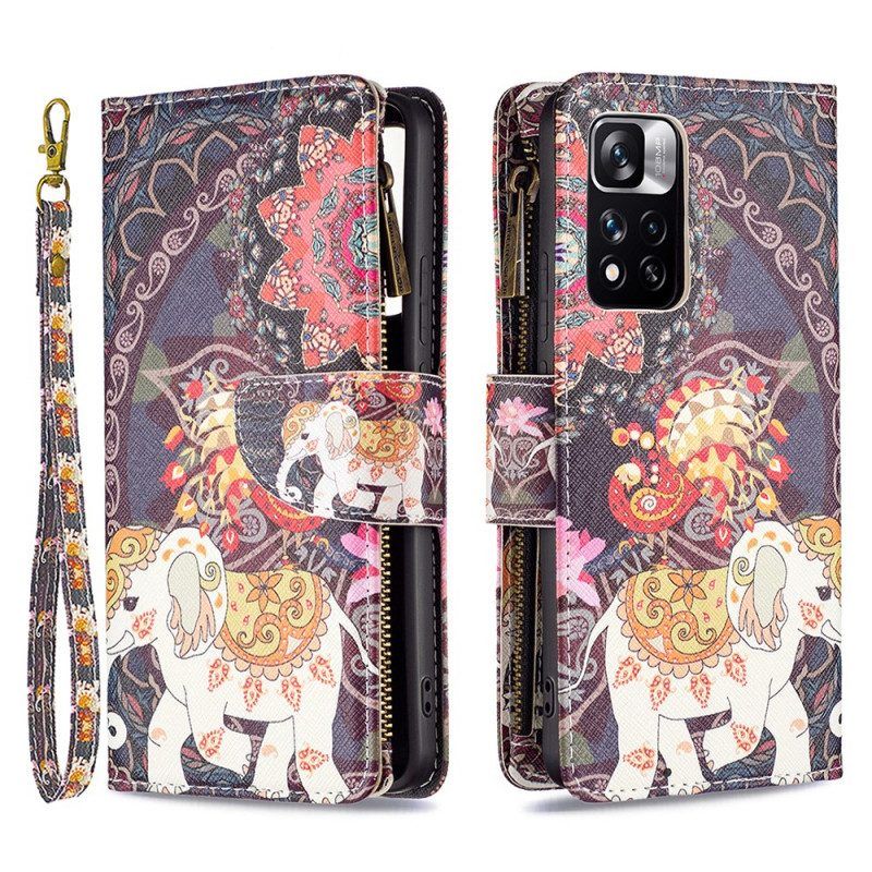 Folio-hoesje voor Xiaomi Redmi Note 11 Pro Plus 5G Olifantenzak Met Ritssluiting