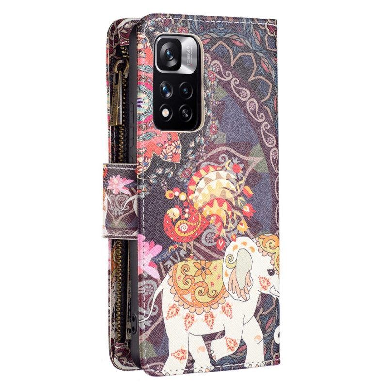 Folio-hoesje voor Xiaomi Redmi Note 11 Pro Plus 5G Olifantenzak Met Ritssluiting