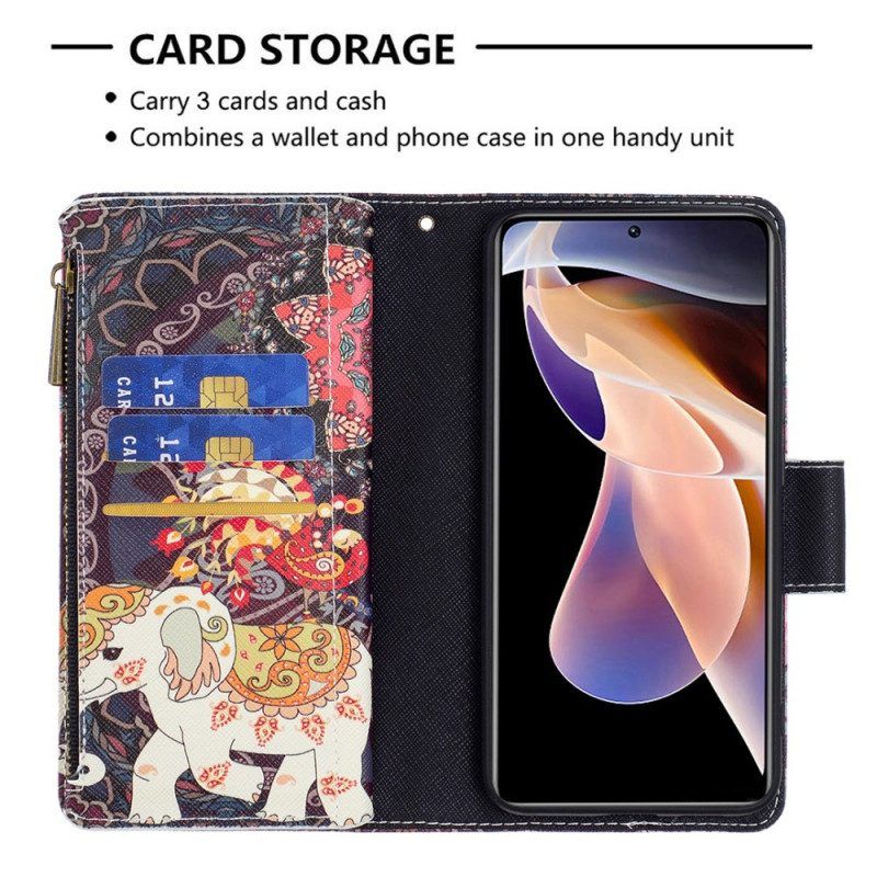 Folio-hoesje voor Xiaomi Redmi Note 11 Pro Plus 5G Olifantenzak Met Ritssluiting