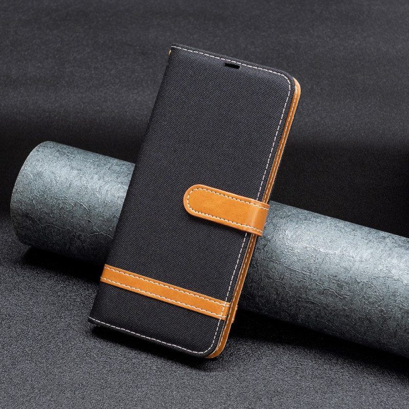 Folio-hoesje voor Xiaomi Redmi Note 12 5G Met Ketting Band Van Stof En Leereffect