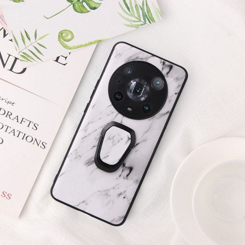 Hoesje voor Honor Magic 4 Pro Marmeren Stijl Met Ringondersteuning