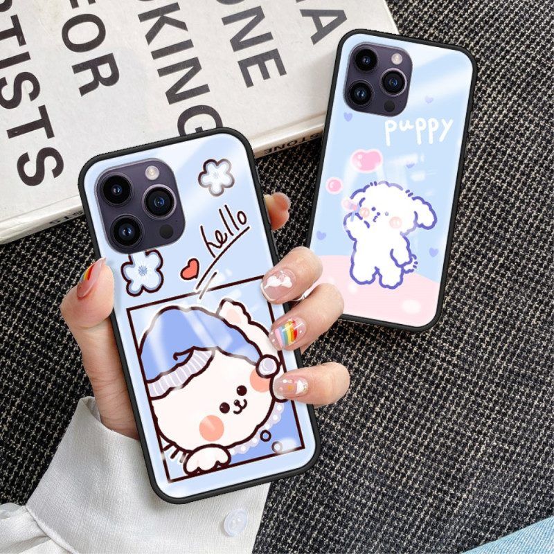 Hoesje voor iPhone 15 Pro Max Blauw Cat Gehard Glas