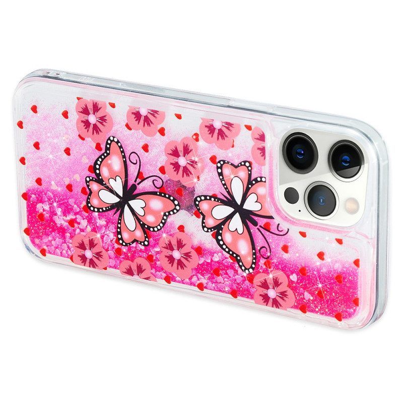 Hoesje voor iPhone 15 Pro Vlinders Glitteren