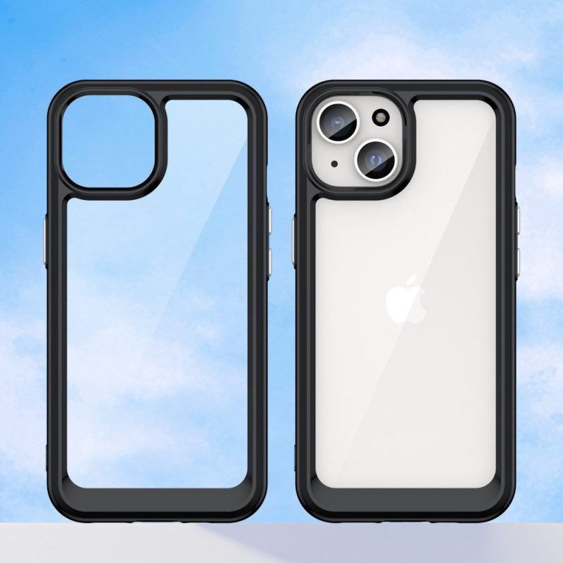 Hoesje voor iPhone 15 Transparante Siliconen Randen