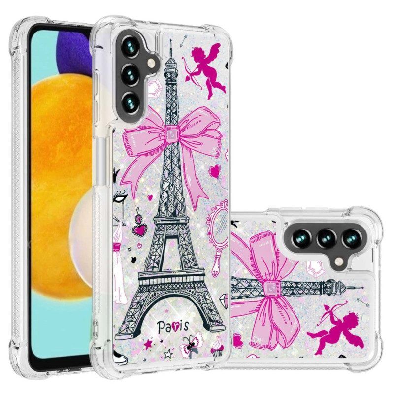 Hoesje voor Samsung Galaxy A54 5G Pailletten Van De Eiffeltoren