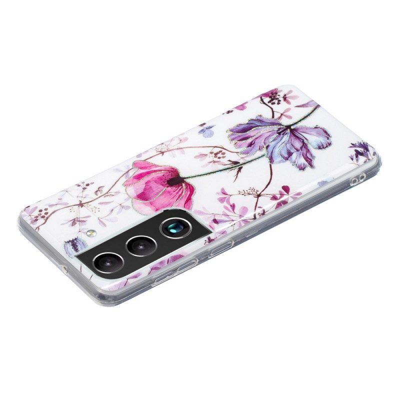 Hoesje voor Samsung Galaxy S22 5G Gemarmerde Bloemen