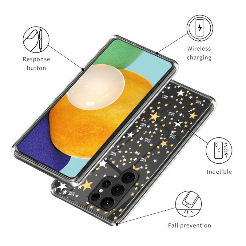 Hoesje voor Samsung Galaxy S23 Ultra 5G Transparante Sterren / Harten