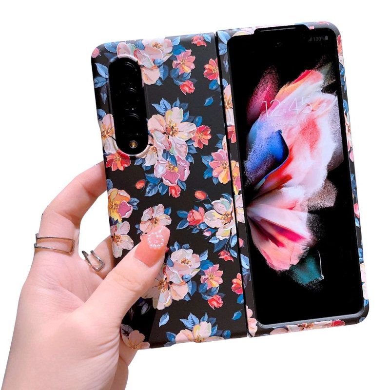 Hoesje voor Samsung Galaxy Z Fold 4 Bloemen Behang