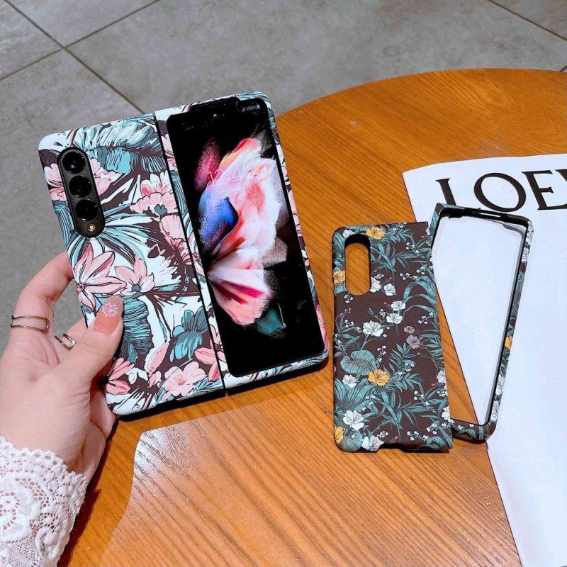 Hoesje voor Samsung Galaxy Z Fold 4 Bloemen Behang