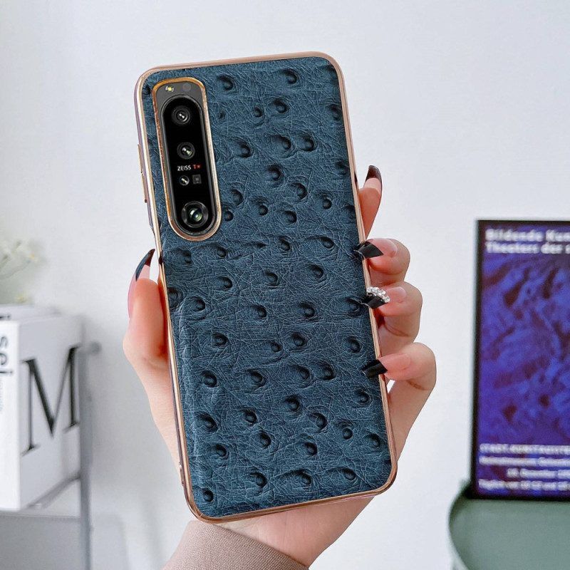 Hoesje voor Sony Xperia 1 IV Echt Leer In Struisvogelstijl