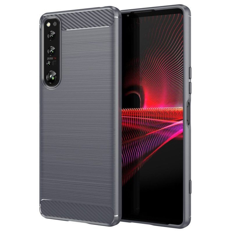 Hoesje voor Sony Xperia 1 IV Geborstelde Koolstofvezel