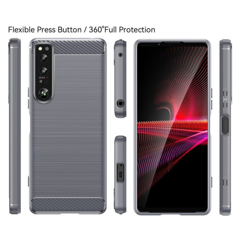 Hoesje voor Sony Xperia 1 IV Geborstelde Koolstofvezel