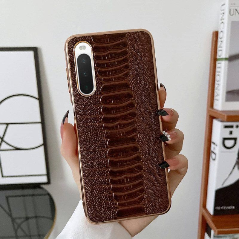 Hoesje voor Sony Xperia 10 IV Echt Leer In Krokodilstijl