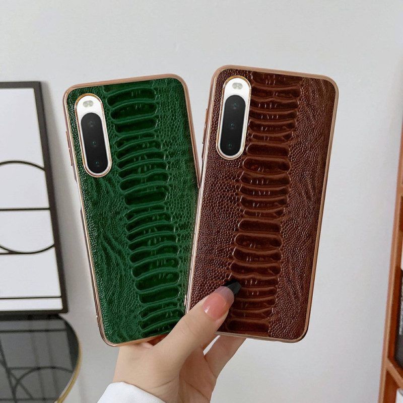 Hoesje voor Sony Xperia 10 IV Echt Leer In Krokodilstijl