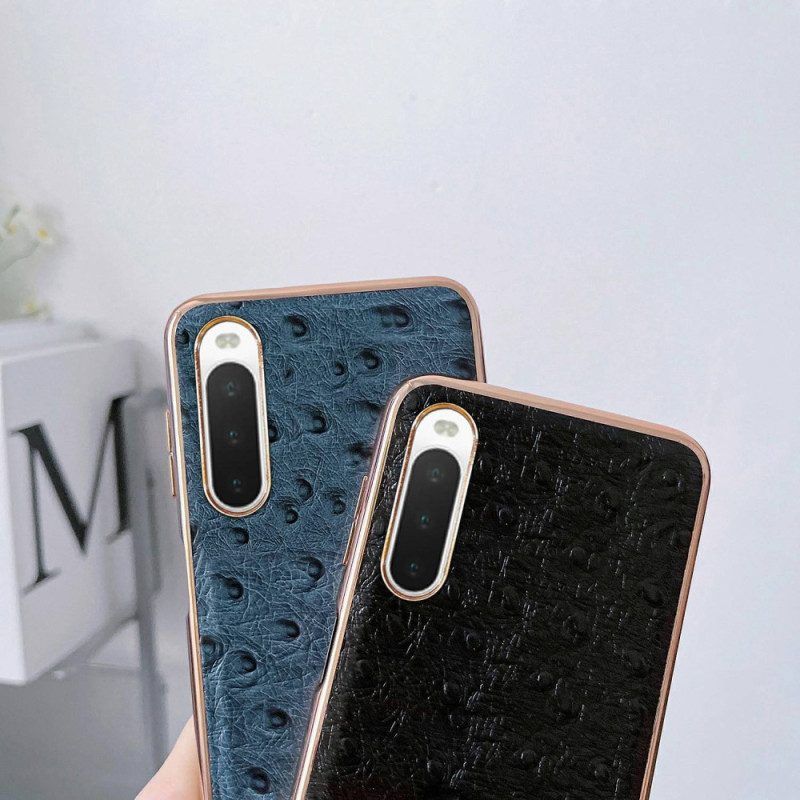 Hoesje voor Sony Xperia 10 IV Echt Leer In Struisvogelstijl