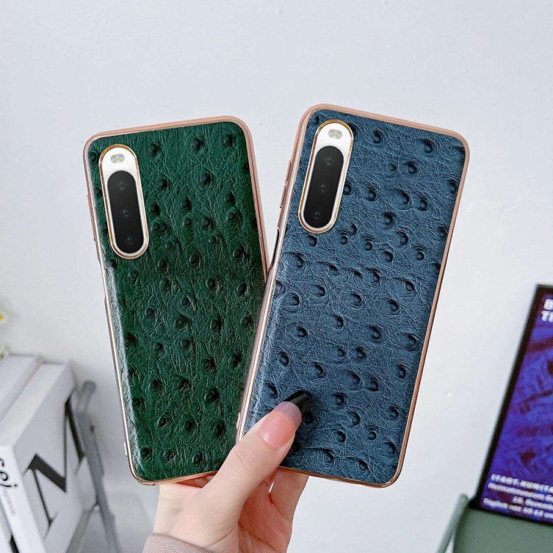 Hoesje voor Sony Xperia 10 IV Echt Leer In Struisvogelstijl