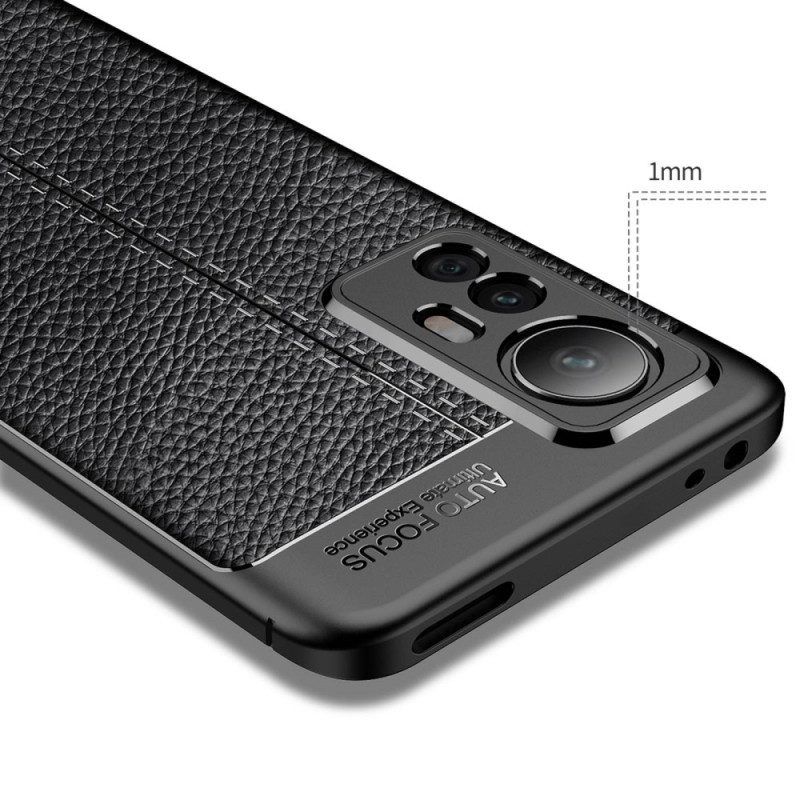 Hoesje voor Xiaomi 12T / 12T Pro Dubbellijnig Litchi-leereffect