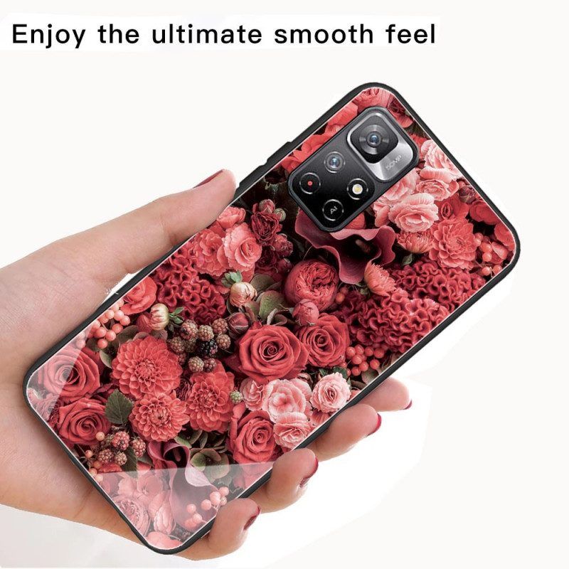 Hoesje voor Xiaomi Redmi Note 11 Pro Plus 5G Rose Bloemen Gehard Glas