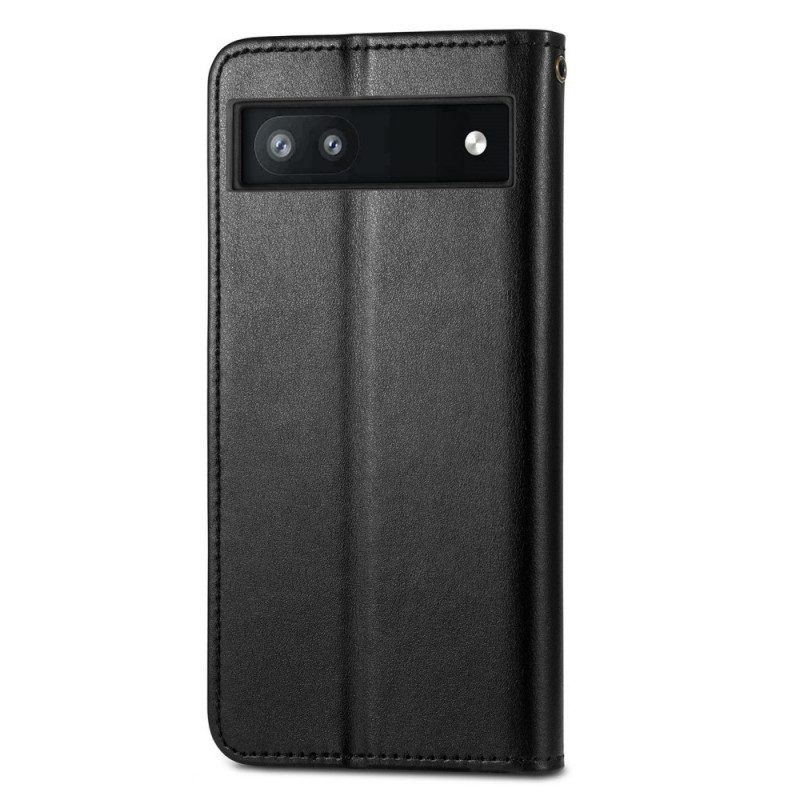 Leren Hoesje voor Google Pixel 6A Klinknagel Sluiting En Riem