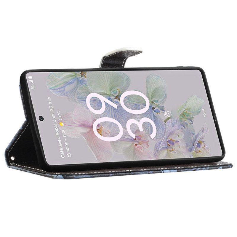 Leren Hoesje voor Google Pixel 6A Met Ketting Luipaard Met Bandjes