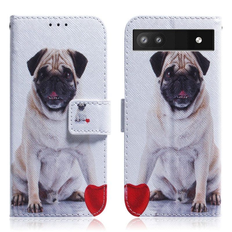 Leren Hoesje voor Google Pixel 6A Mops Hond
