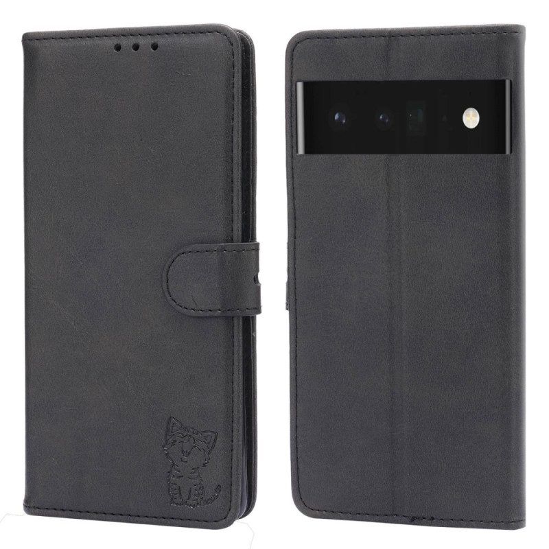 Leren Hoesje voor Google Pixel 7 Pro Kleine Kitten