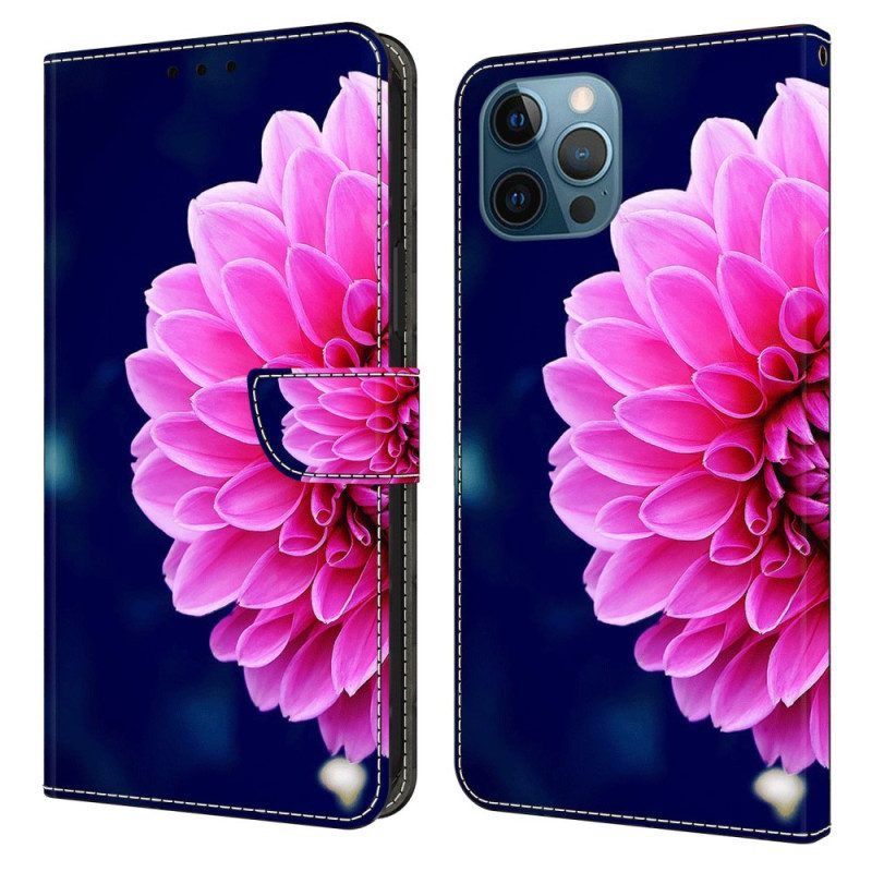 Leren Hoesje voor iPhone 15 Pro Een Bloem