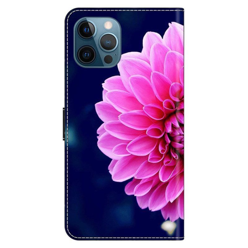 Leren Hoesje voor iPhone 15 Pro Een Bloem