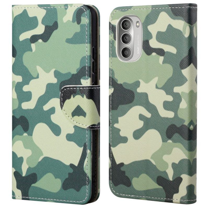 Leren Hoesje voor Moto G51 5G Militaire Camouflage