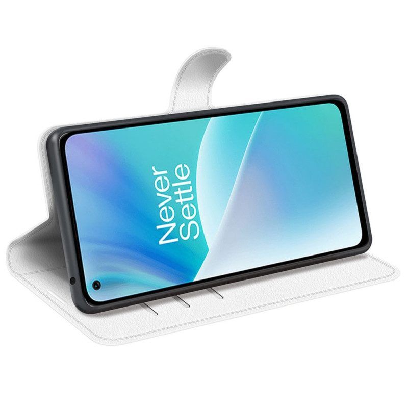 Leren Hoesje voor OnePlus Nord 2T 5G Klassiek Lychee Kunstleer