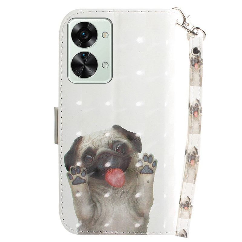 Leren Hoesje voor OnePlus Nord 2T 5G Met Ketting String Hond