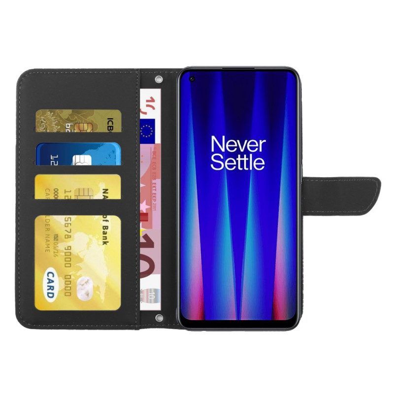 Leren Hoesje voor OnePlus Nord CE 2 Lite 5G Vlinders En Schouderriem