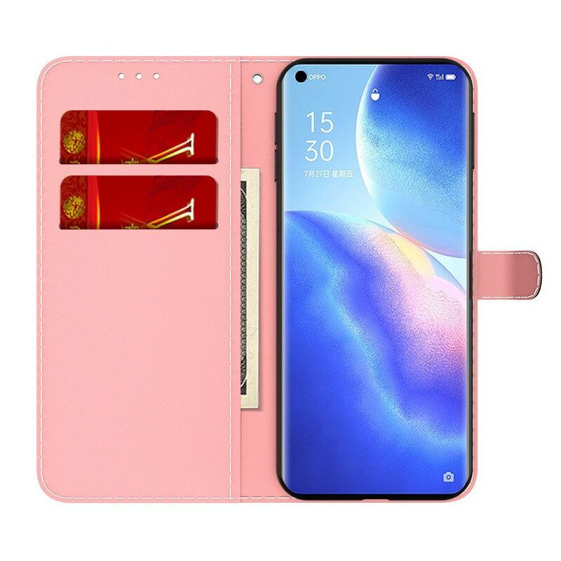 Leren Hoesje voor Oppo Find X3 Neo Abstracte Kleurrijk