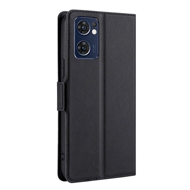 Leren Hoesje voor Oppo Find X5 Lite Folio-hoesje Flap Dubbel Ontwerp