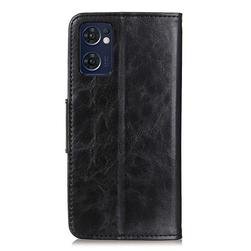 Leren Hoesje voor Oppo Find X5 Lite Folio-hoesje Getextureerde Magnetische Flap